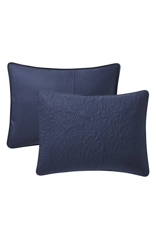 Vcny Home Seashell Solid 3-piece Quilt Set In Navy