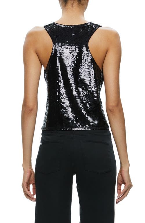 Shop Alice And Olivia Alice + Olivia Avril Sequin Boxy Tank Top In Black