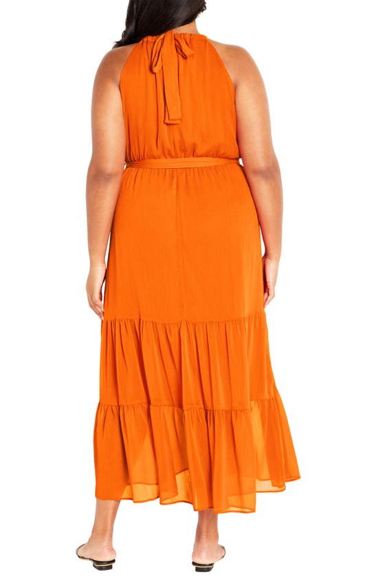 Shop City Chic Callie Tiered Belted Maxi Dress In Tangerine