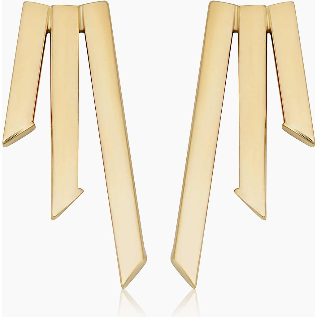 Oradina 10k Yellow Gold Triple Threat Studs In Yellow Gold