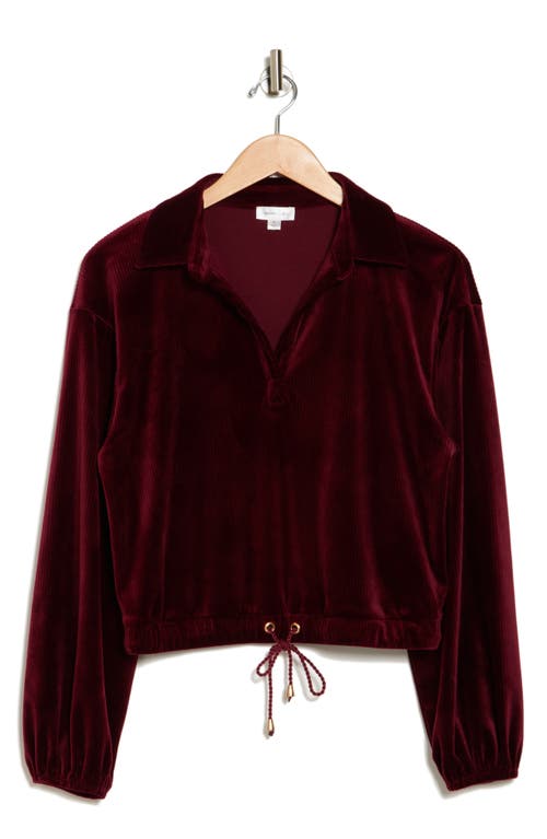 Gemma + Jane Long Sleeve Drawstring Waist Corduroy Top In Biking Red