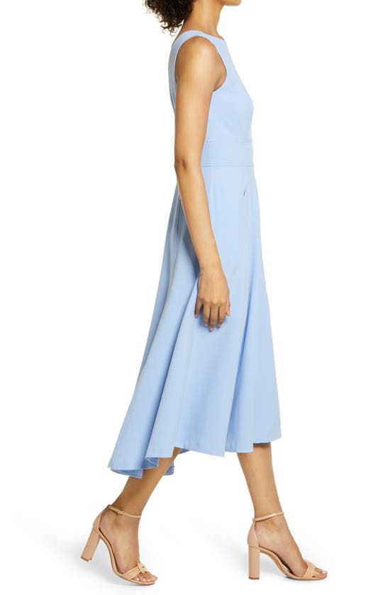 Shop Eliza J Bateau Neck Fit & Flare Dress In Blue