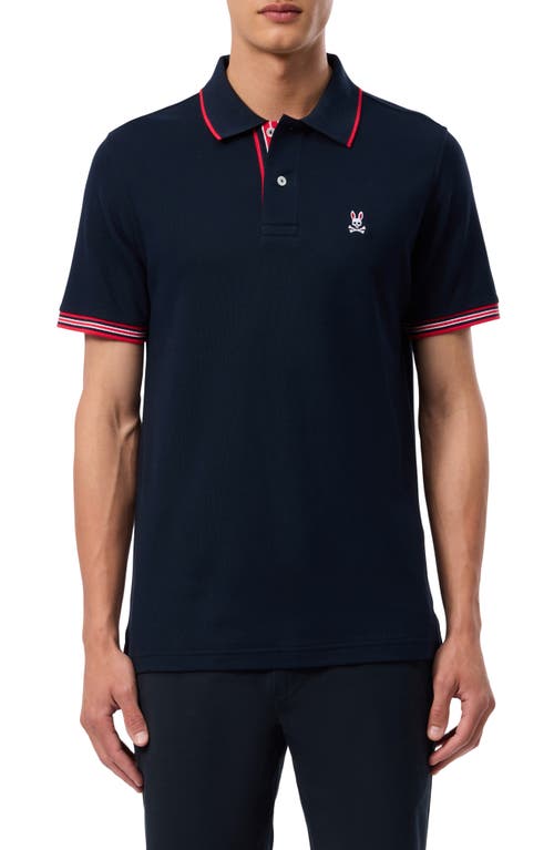 Shop Psycho Bunny Cambridge Tipped Piqué Knit Polo In Navy