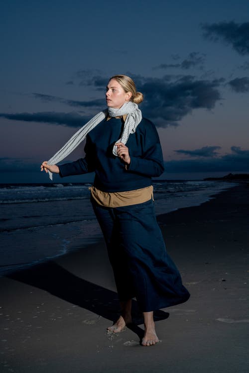 Ansea The Gauze Wide Leg Pant In Navy