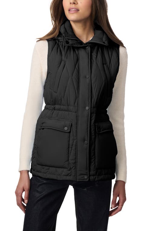 Shop Bernardo Quilted Hooded Recycled Polyester Vest In Black