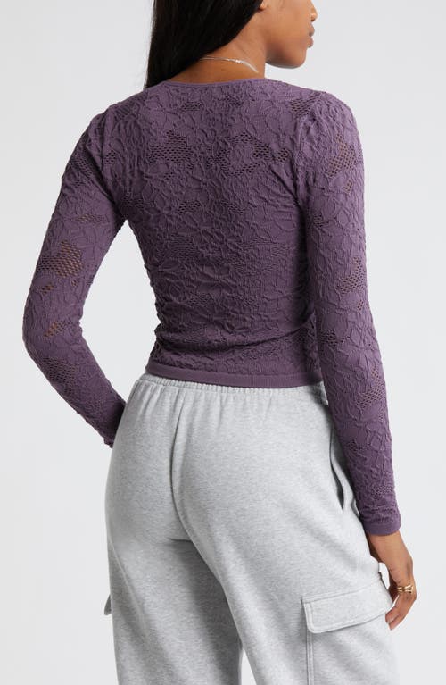 Shop Bp. Mesh Jacquard Long Sleeve T-shirt In Purple Montana