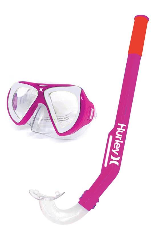 Hurley Kids' Snorkel Set In White / Pink