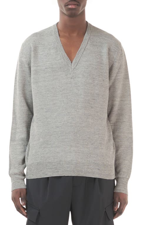 Vignal Linen & Cotton V-Neck Sweater in Cenere