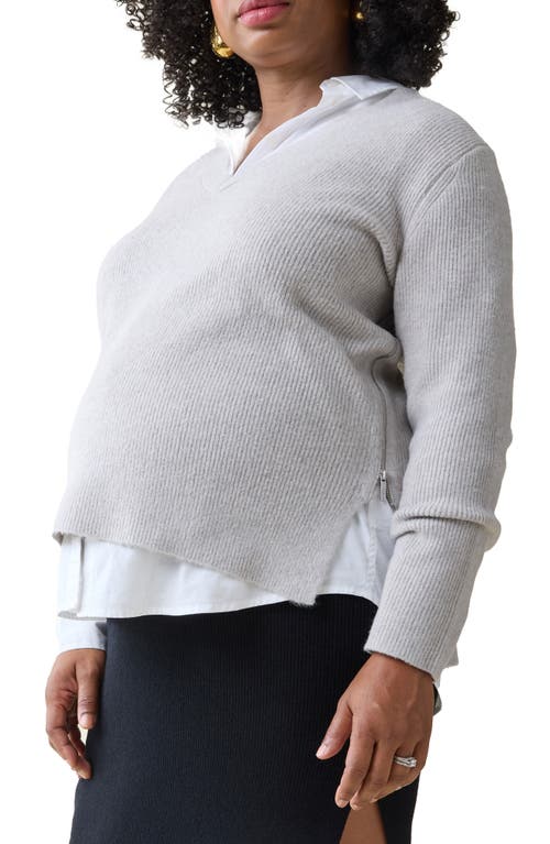 Ingrid & Isabel® Side Zip Maternity/Nursing Sweater in Light Gray 