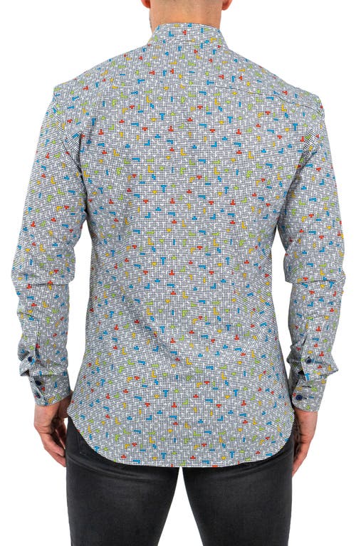 Maceoo Einstein Stretch Tetris Button-up Shirt In White