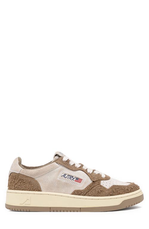 Shop Autry Medalist Low Sneaker In Suede/hair Mud