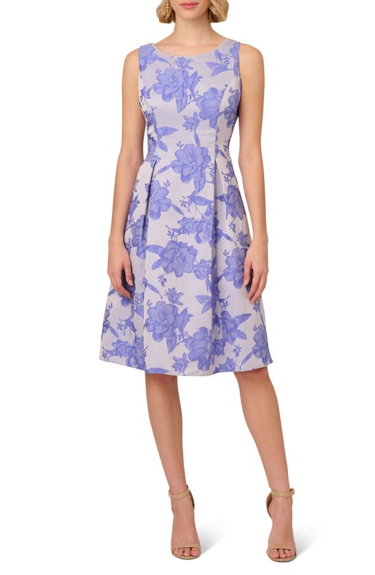 Adrianna Papell Floral Jacquard A-line Dress In Peri Cruise
