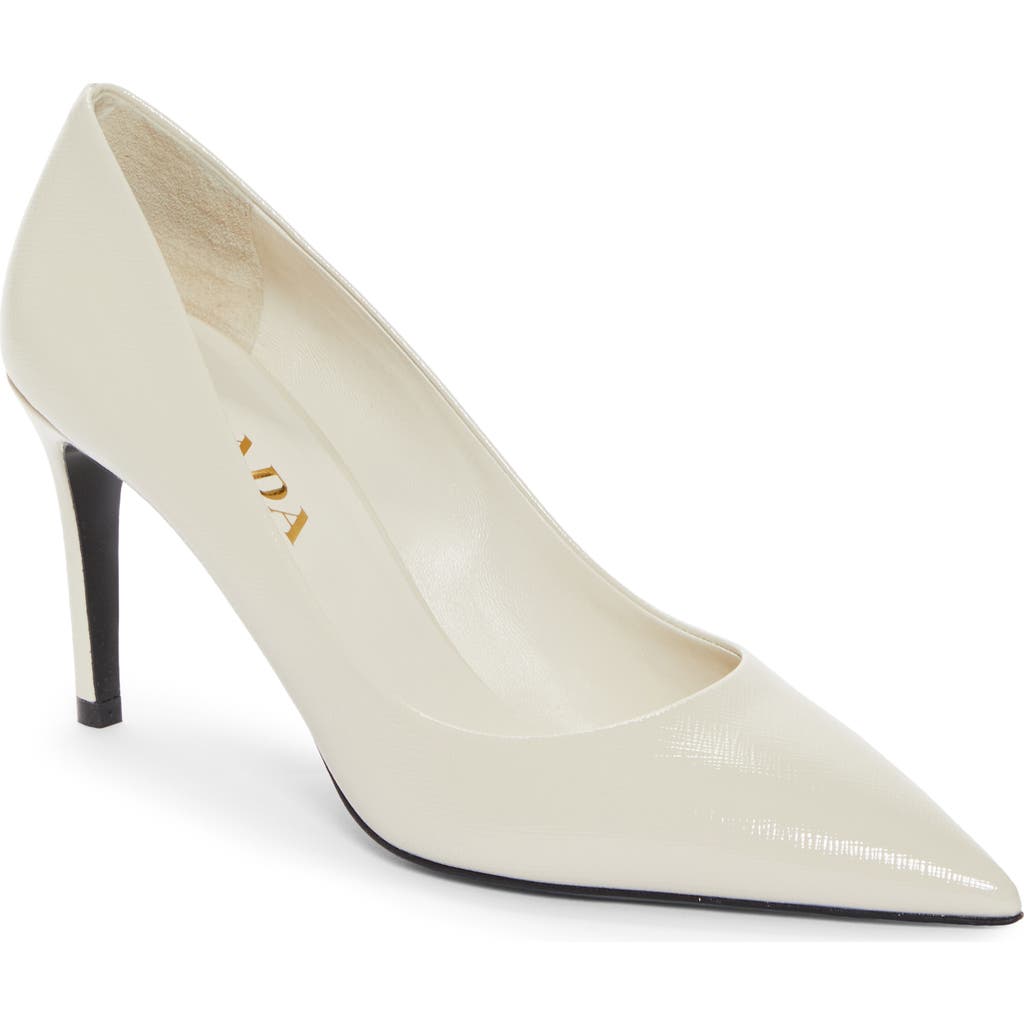 Prada Saffiano Leather Pump In Avorio