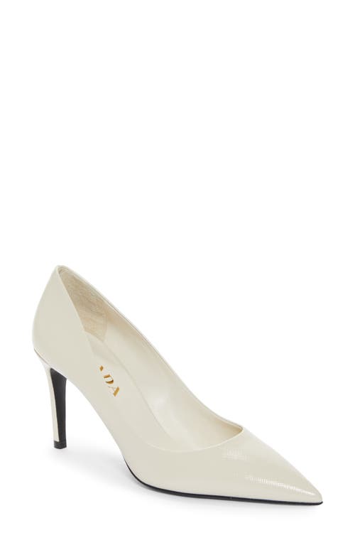 Shop Prada Saffiano Leather Pump In Avorio