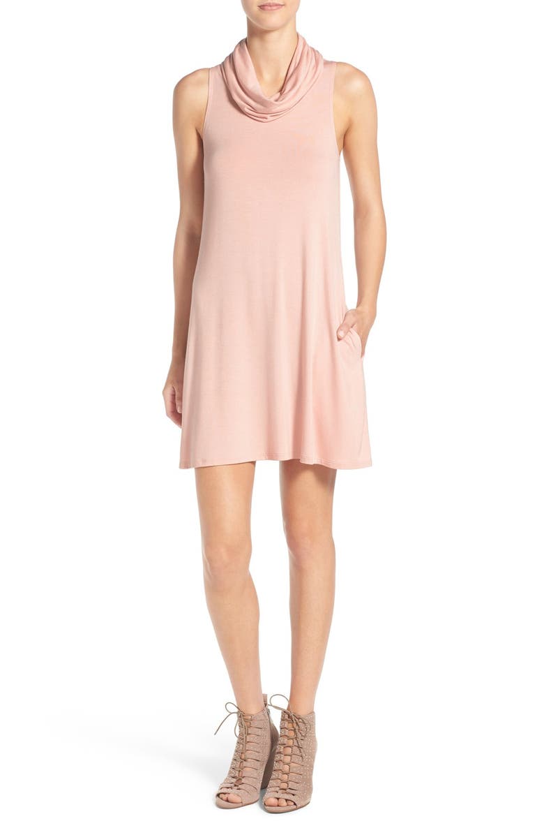 SOCIALITE Cowl Neck Shift Dress, Main, color, DUSTY PEACH