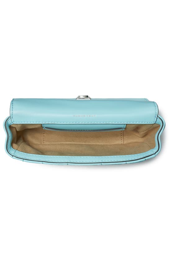 Tory Burch Mini Kira Flap Convertible Quilted Leather Shoulder Bag In Light Celeste