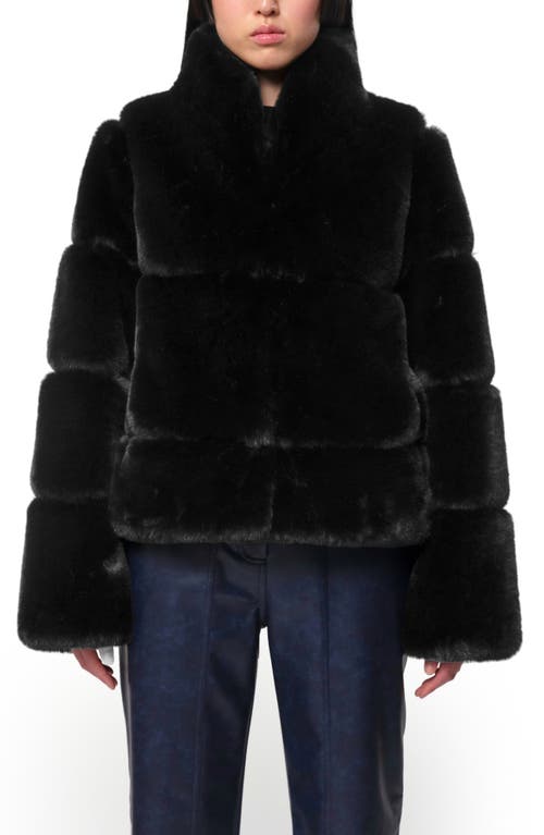 Shop Apparis Sai Short Recycled Polyester Pluche™ Faux Fur Coat In Noir