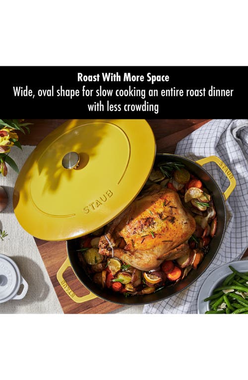 Shop Staub 6.25-quart Enameled Cast Iron Shallow Oval Dutch Oven In Citron