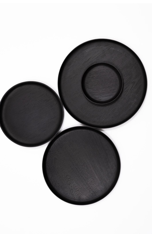 Chechen Wood Design Rosa Morada Wooden Base Platter In Black