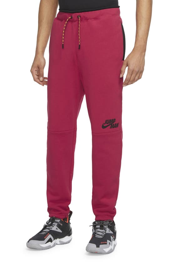 Nike Jordan Jumpman Fleece Sweatpants In Mystic Hibiscus/ Black