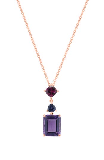 Effy Rhodolite & Amethyst Pendant Necklace In Rose Gold/multi