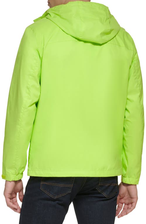 Tommy Hilfiger Hooded Rain Slicker Jacket In Lime