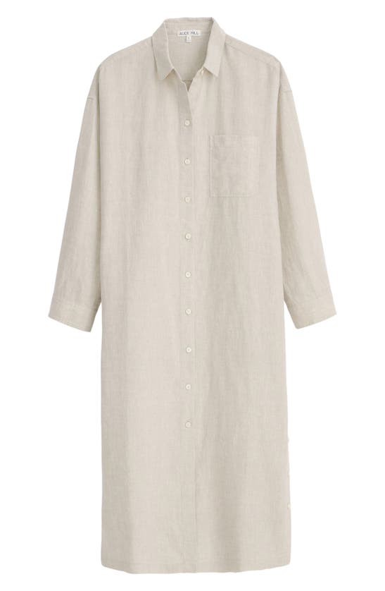 Shop Alex Mill Long Sleeve Linen Midi Shirtdress In Flax