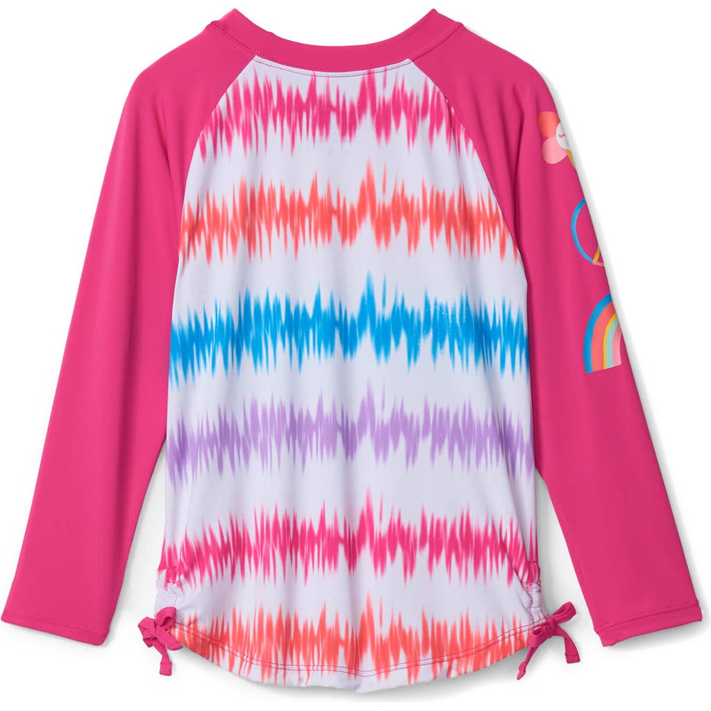 Shop Hatley Kids' Tie Dye Long Sleeve Rashguard Swim Top In Pink/white