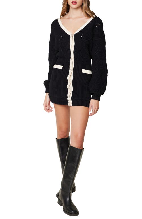 Lost + Wander Spell on You Long Sleeve Cardigan Minidress in Black White