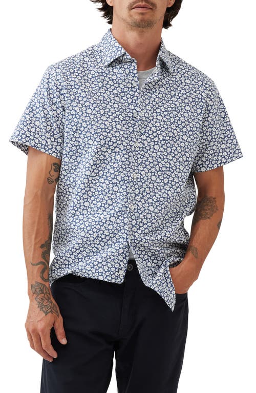 Rodd & Gunn Bolton Street Sports Fit Floral Short Sleeve Cotton Button-Up Shirt True Navy at Nordstrom,