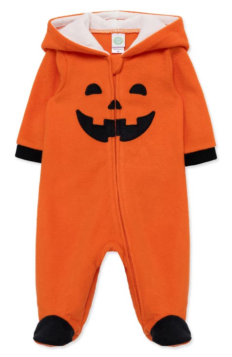 Halloween Jack-O'-Lantern Pumpkin Zip Front Fleece Footie (Baby)