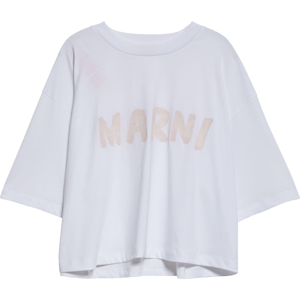 Marni Cropped Organic Cotton T-shirt In Lily White