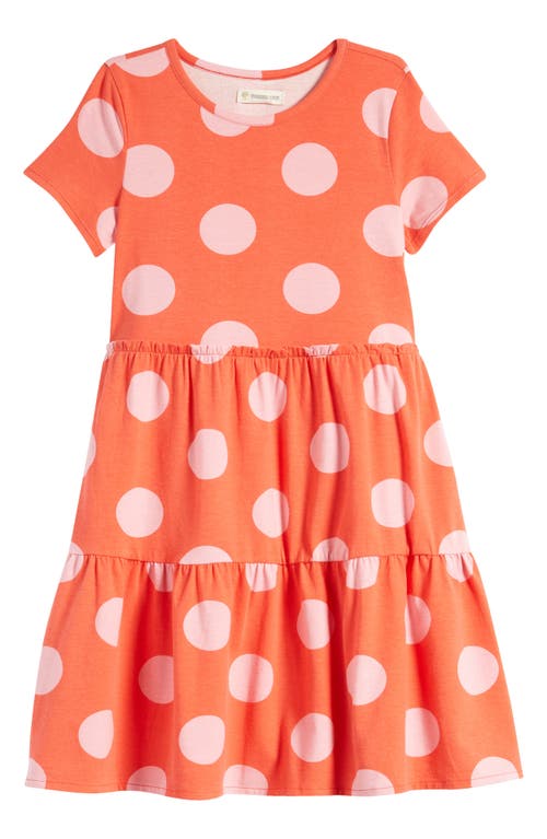 Tucker + Tate Kids' Tiered Print Dress in Orange Fiesta- Pink Dense Dot
