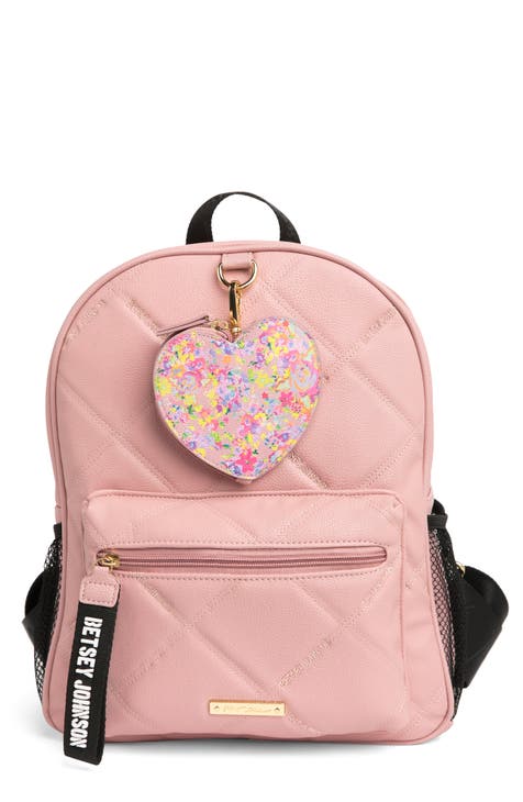 Quilted Backpack With Heart Coin-Pouch