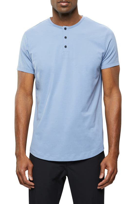Cuts Trim Fit Short Sleeve Henley In Infinity Blue
