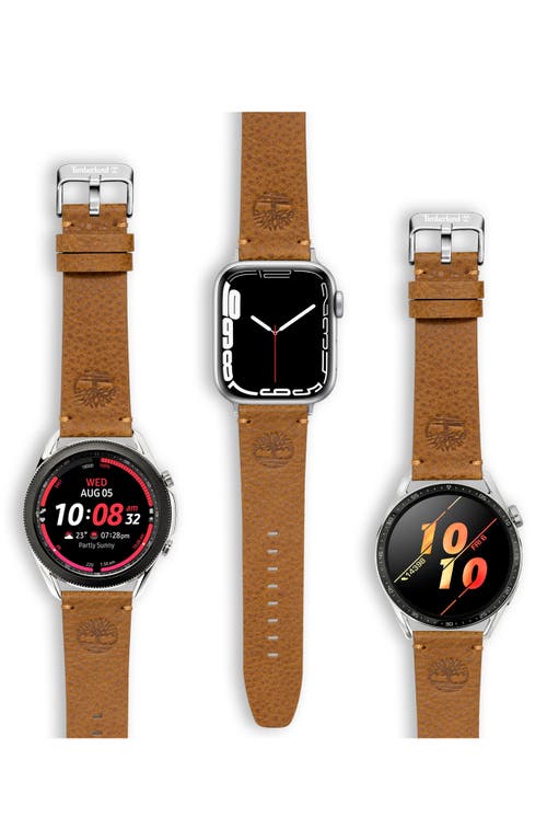 Timberland Leather 22mm Smart Watch Watchband in Wheat at Nordstrom