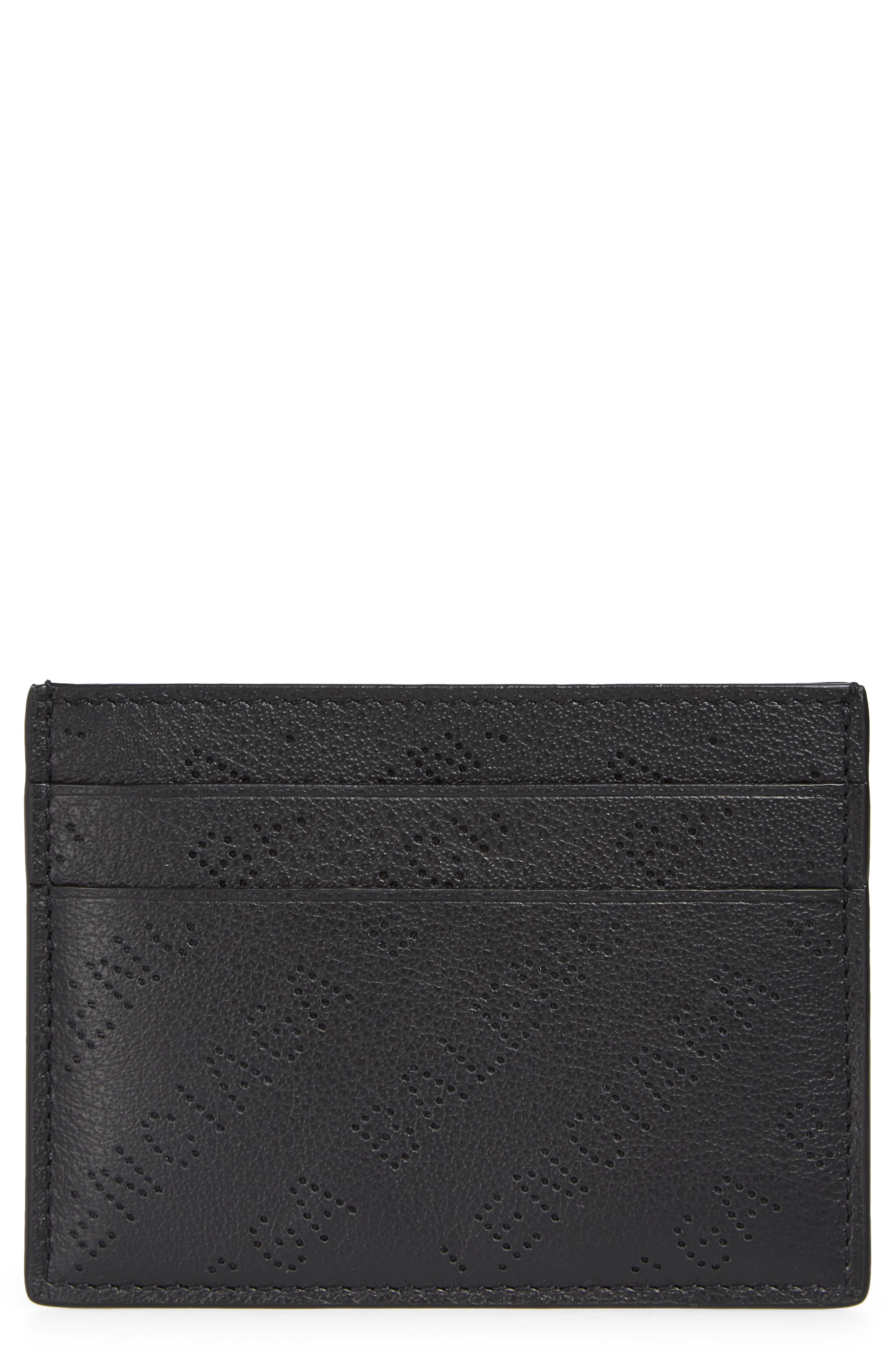 Balenciaga Perforated Logo Leather Card Case in Black at Nordstrom