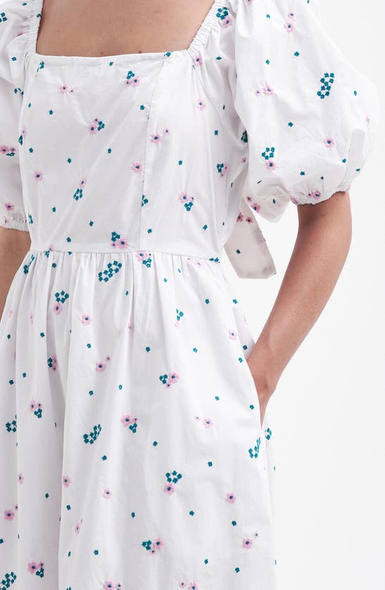 Barbour Fairacre Embroidered Floral Cutout Cotton Poplin Midi Dress In White Multi