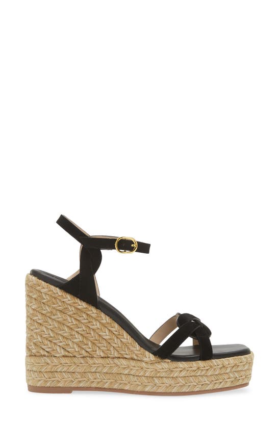Stuart Weitzman Braided Platform Espadrille Wedge Sandal In Black