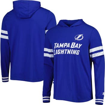 Men's Starter Blue Tampa Bay Lightning Offense Long Sleeve Hoodie