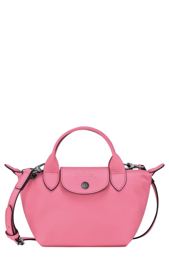 Shop Longchamp Extra Small Le Pliage Leather Top Handle Bag In Pink