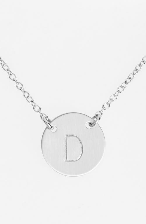 Sterling Silver Initial Disc Necklace in Sterling Silver D