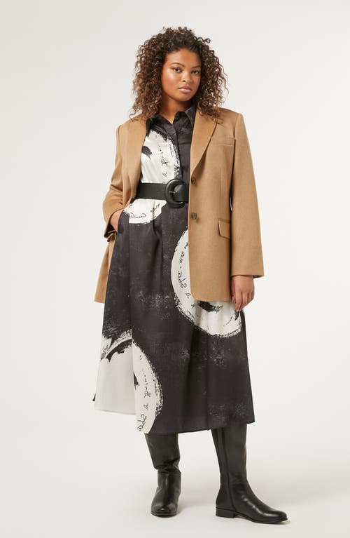 Shop Marina Rinaldi Bona Circle Print Long Sleeve Shirtdress In Black