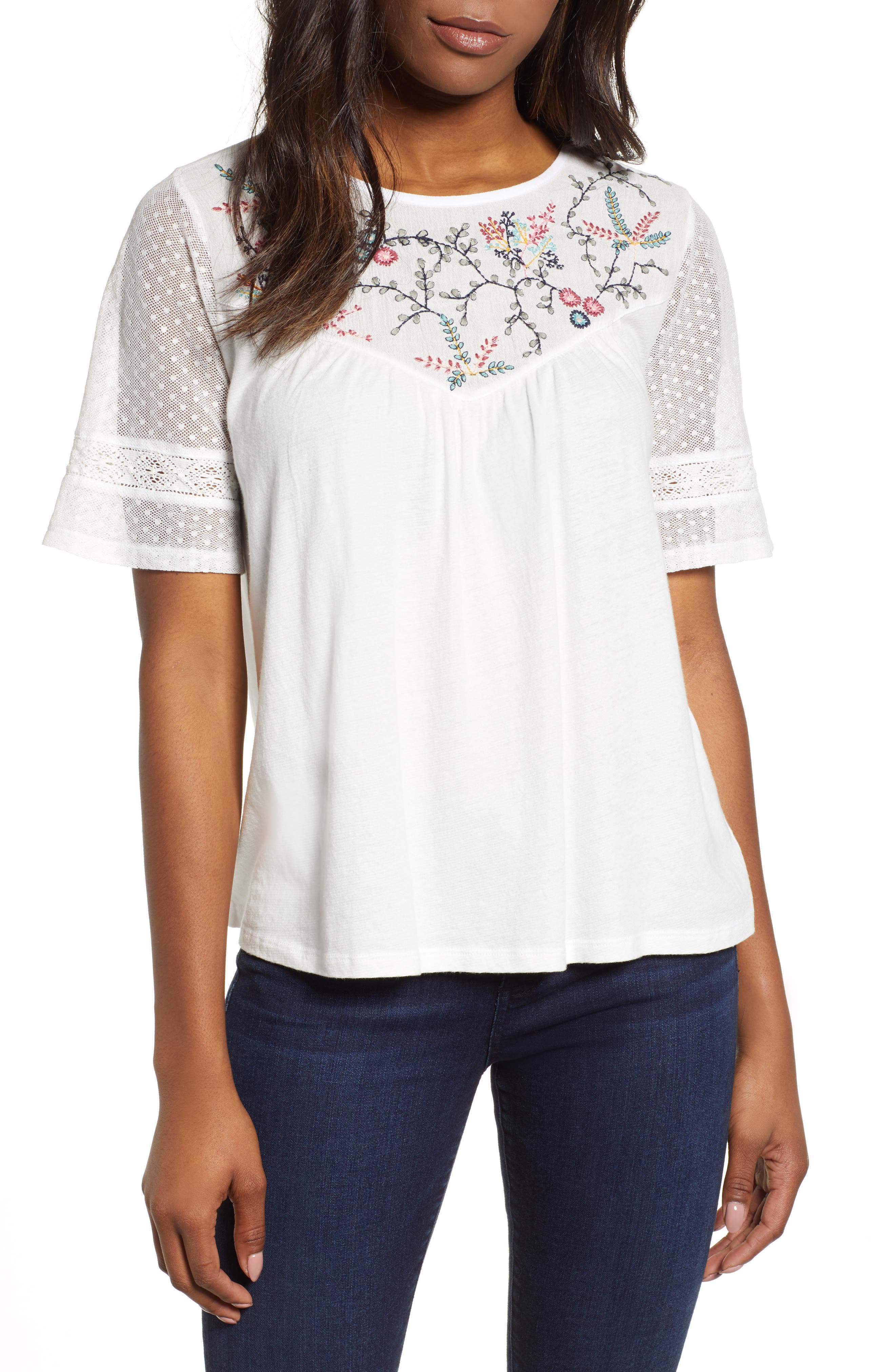 lucky brand embroidered top