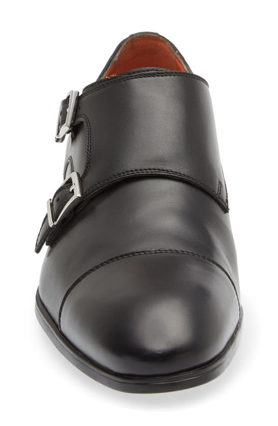 Santoni Beginner Double Monk Strap Shoe In Black