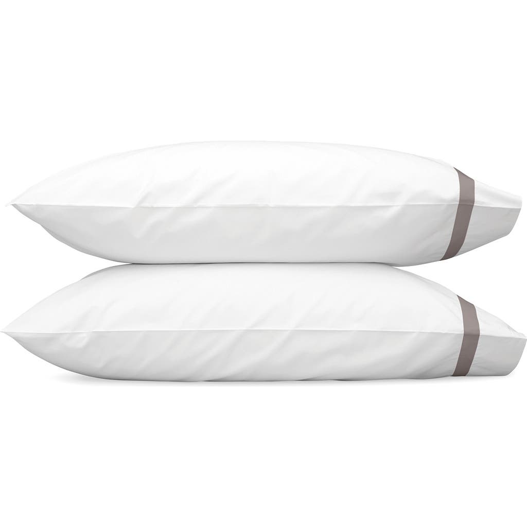 Matouk Lowell 600 Thread Count Set Of 2 Pillowcases In White/platinum