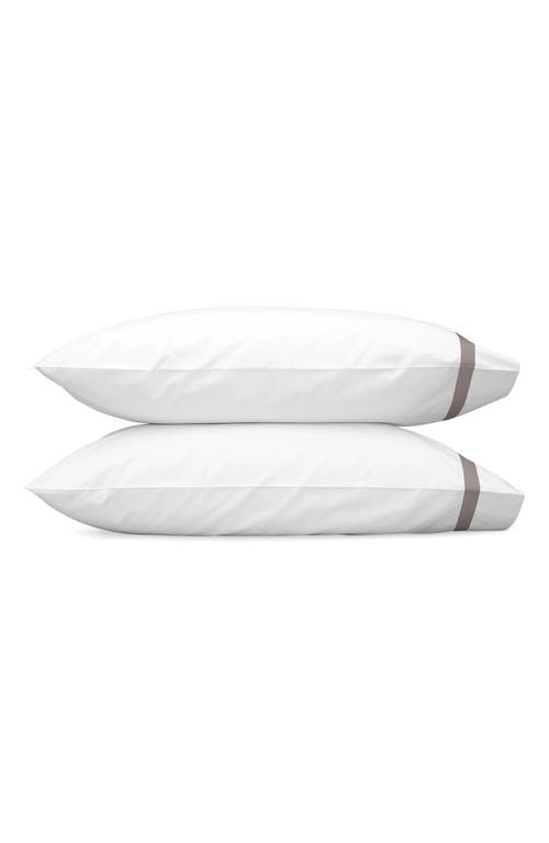 Matouk Lowell 600 Thread Count Set of 2 Pillowcases in White/Platinum at Nordstrom