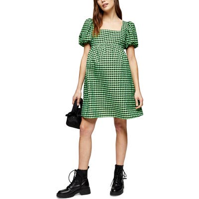Topshop Gingham Maternity Minidress, US (fits like 10-12) - Green