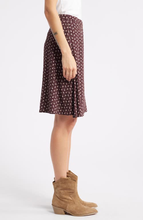 Shop Treasure & Bond Floral Button Wrap Skirt In Burgandy- Tan Sades Petals