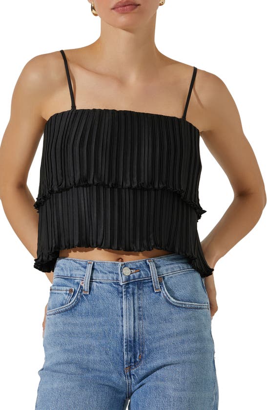 Shop Astr The Label Pleated Tiered Convertible Camisole In Black